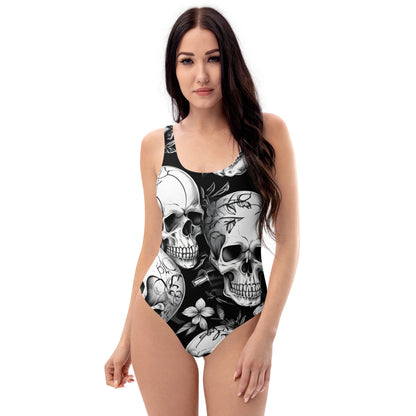 Skulls Dark 1PC Swimsuit