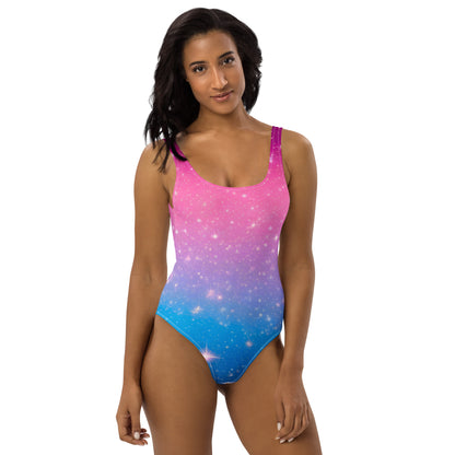 Stars on Pink and Blue 1PC Swimsuit