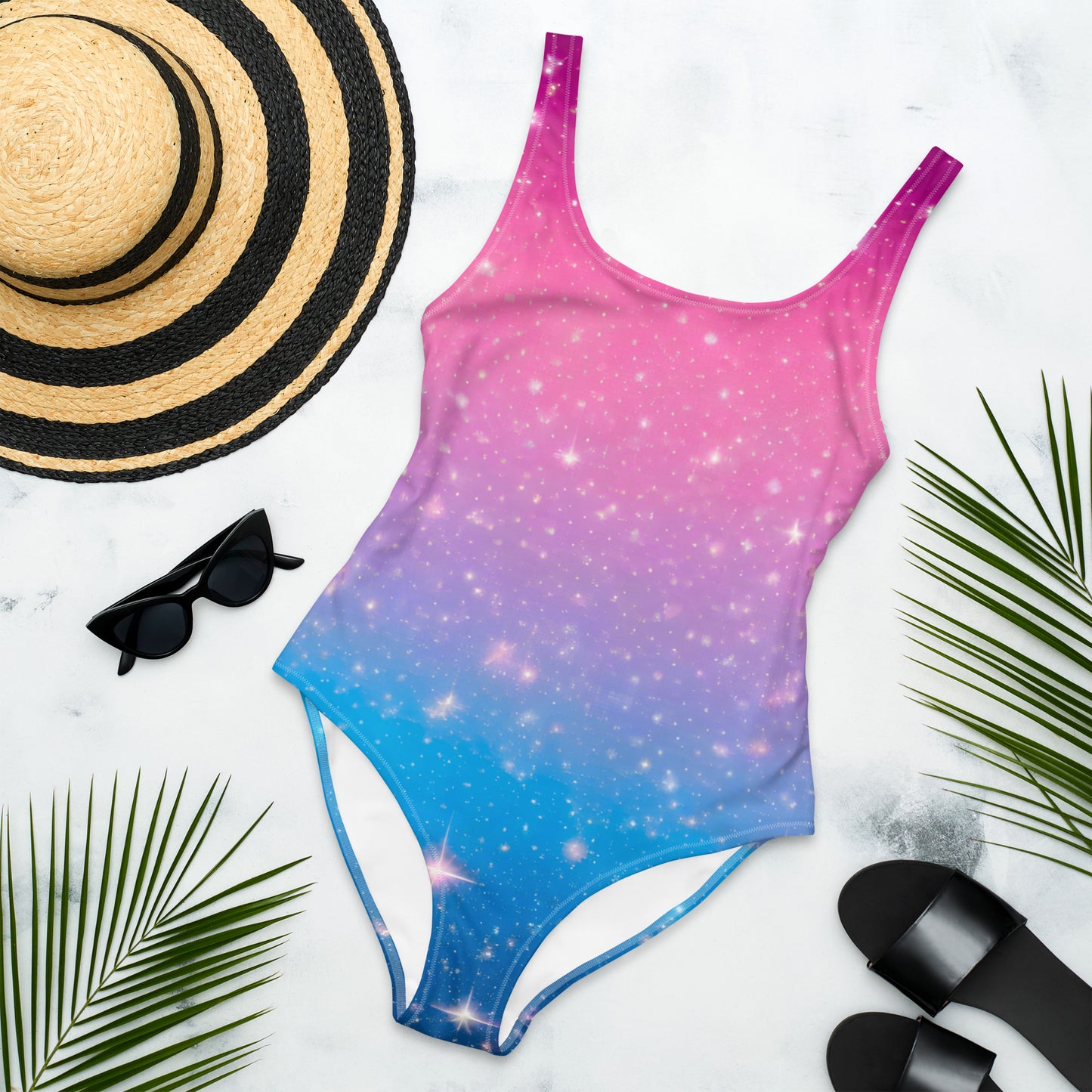 Stars on Pink and Blue 1PC Swimsuit