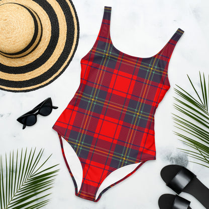 Red Plaid 1PC Swimsuit