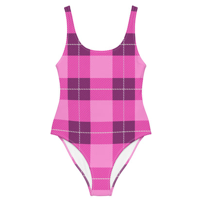 Pink Plaid 1PC Swimsuit