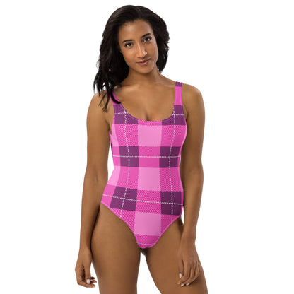 Pink Plaid 1PC Swimsuit