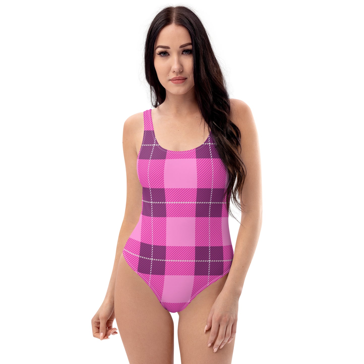 Pink Plaid 1PC Swimsuit