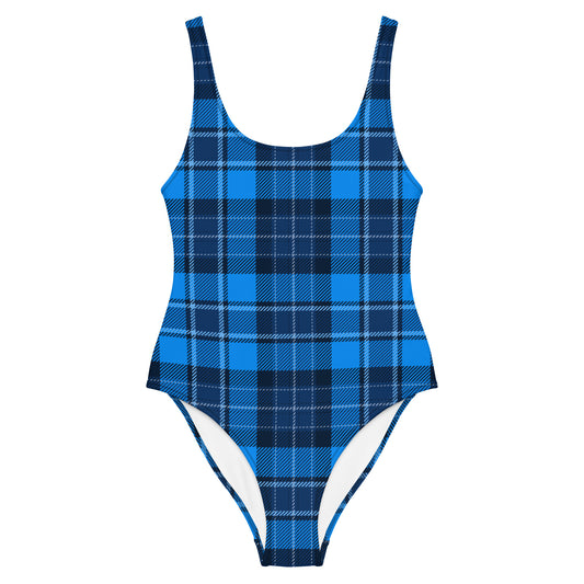 Blue Plaid 1PC Swimsuit