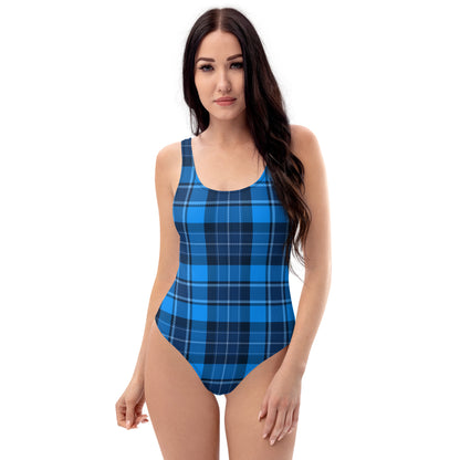 Blue Plaid 1PC Swimsuit