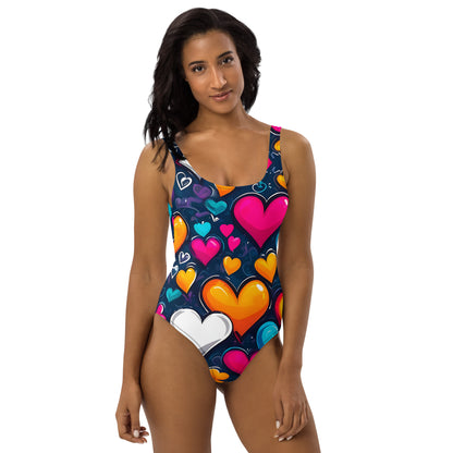 Colorful Hearts 1PC Swimsuit