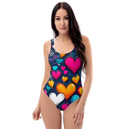 Colorful Hearts 1PC Swimsuit