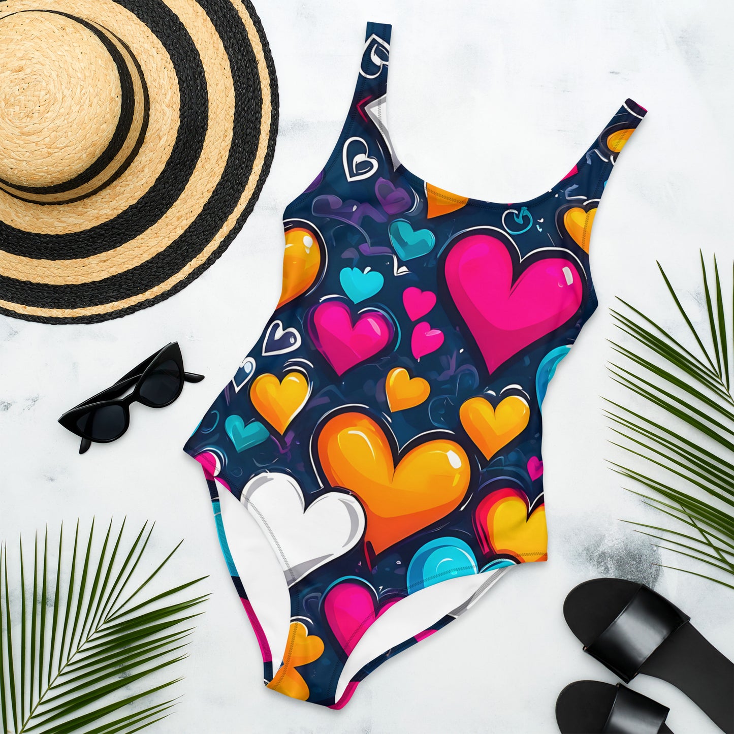 Colorful Hearts 1PC Swimsuit