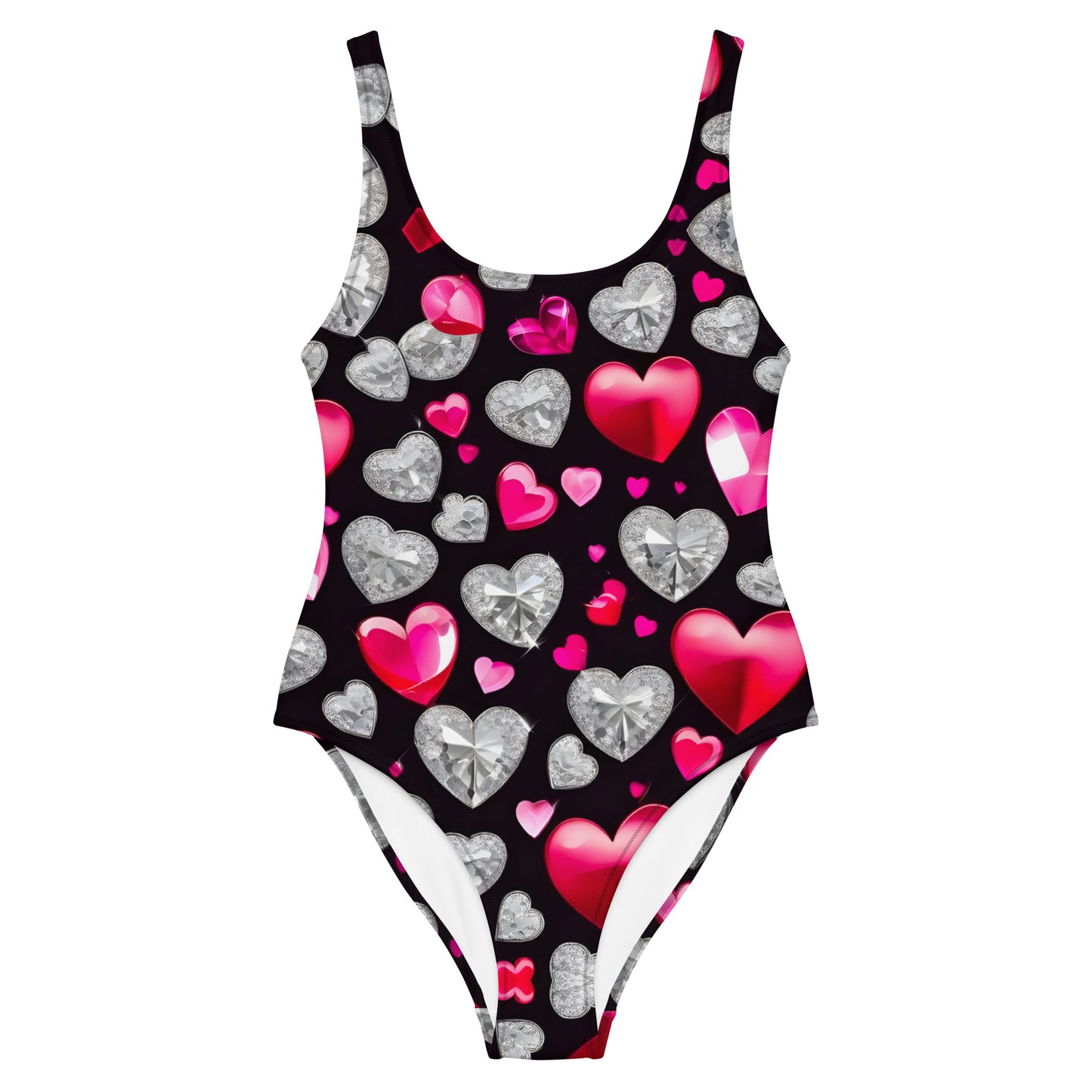 Hearts on Black 1PC Swimsuit