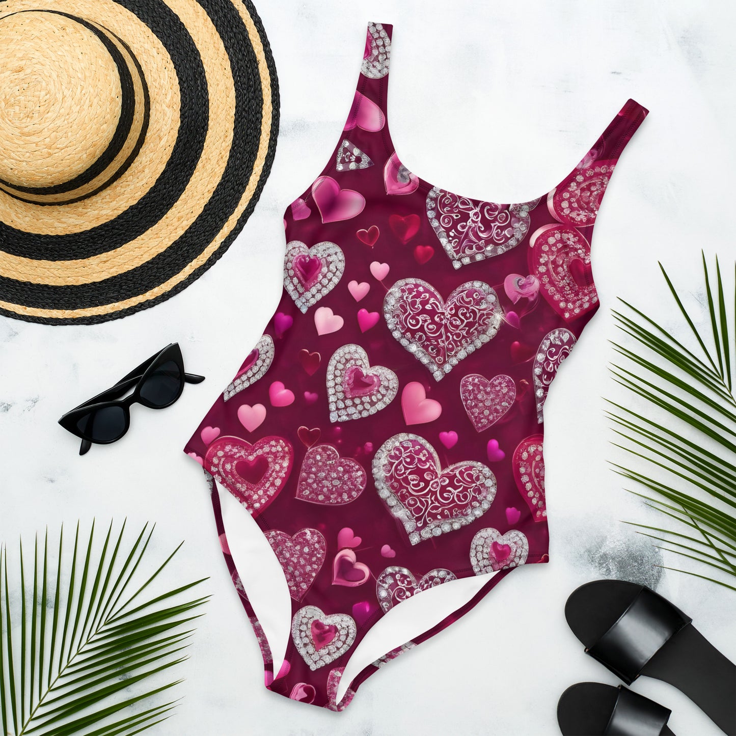 Diamond Hearts 1PC Swimsuit