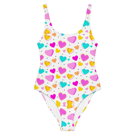 Sweet Colorful Hearts 1PC Swimsuit