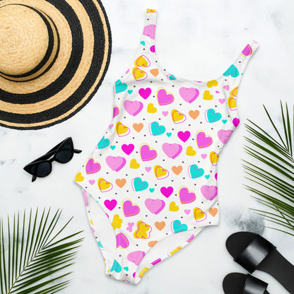 Sweet Colorful Hearts 1PC Swimsuit