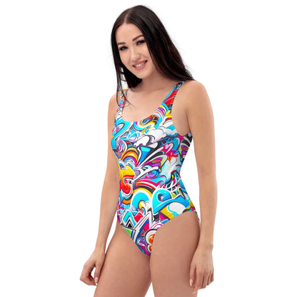 Colorful Graffiti Art 1PC Swimsuit