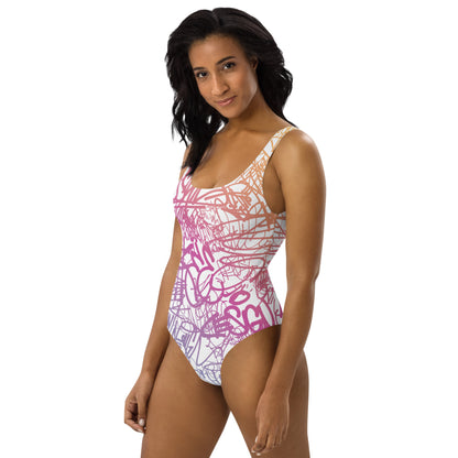 Positive Colorful Graffiti Art 1PC Swimsuit