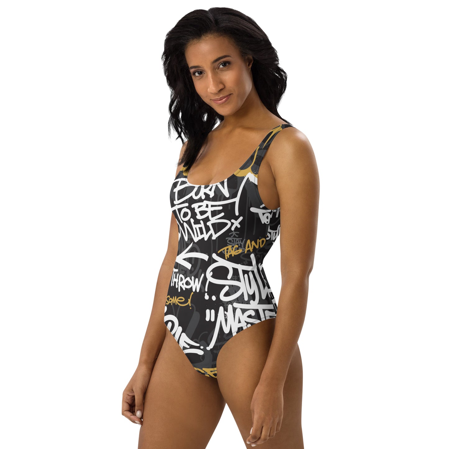 Captions Graffiti Art  1PC Swimsuit