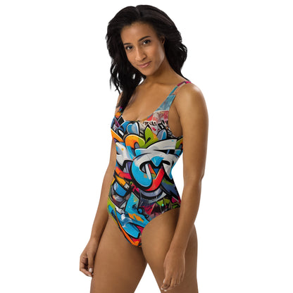 Dark Graffiti  1PC Swimsuit