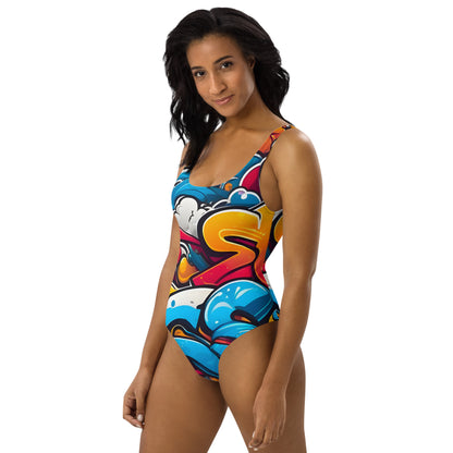 Cute Graffiti 1PC Swimsuit