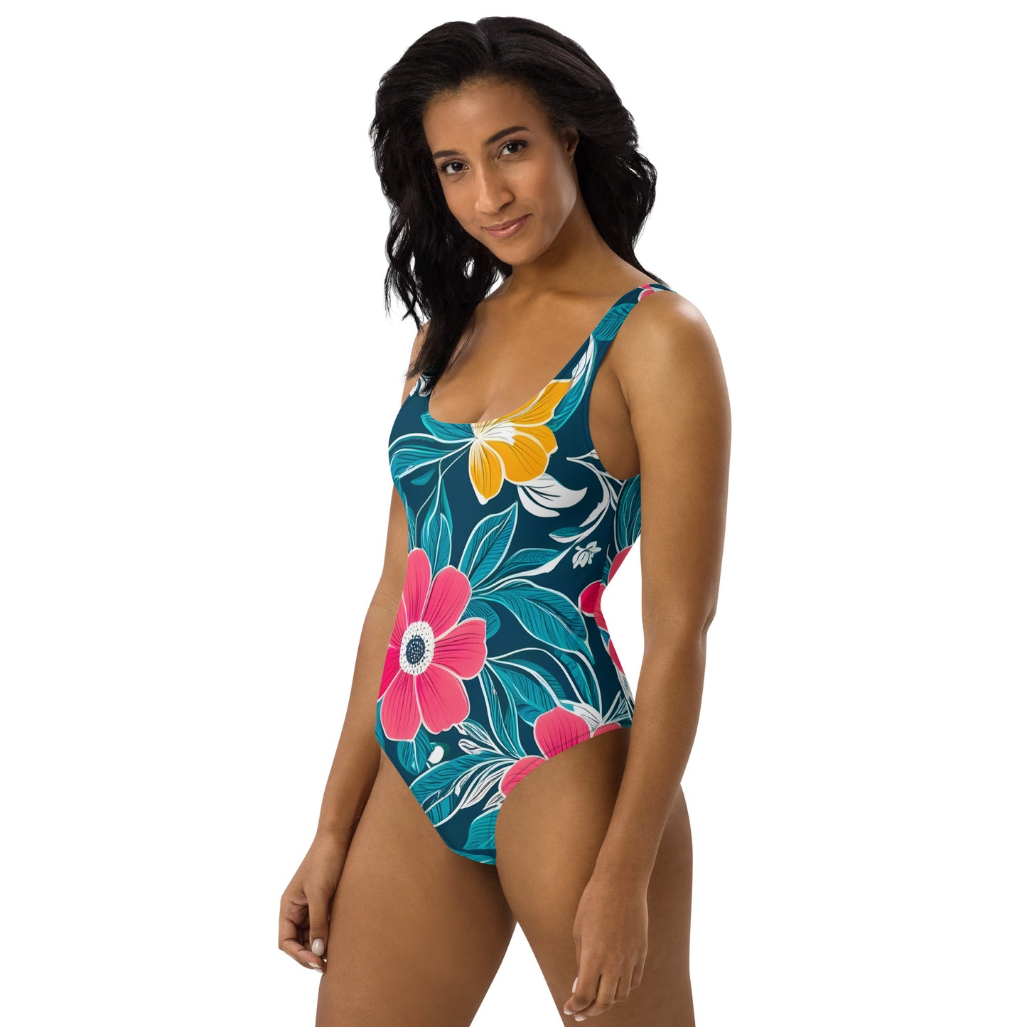 Simple Floral 1PC Swimsuit