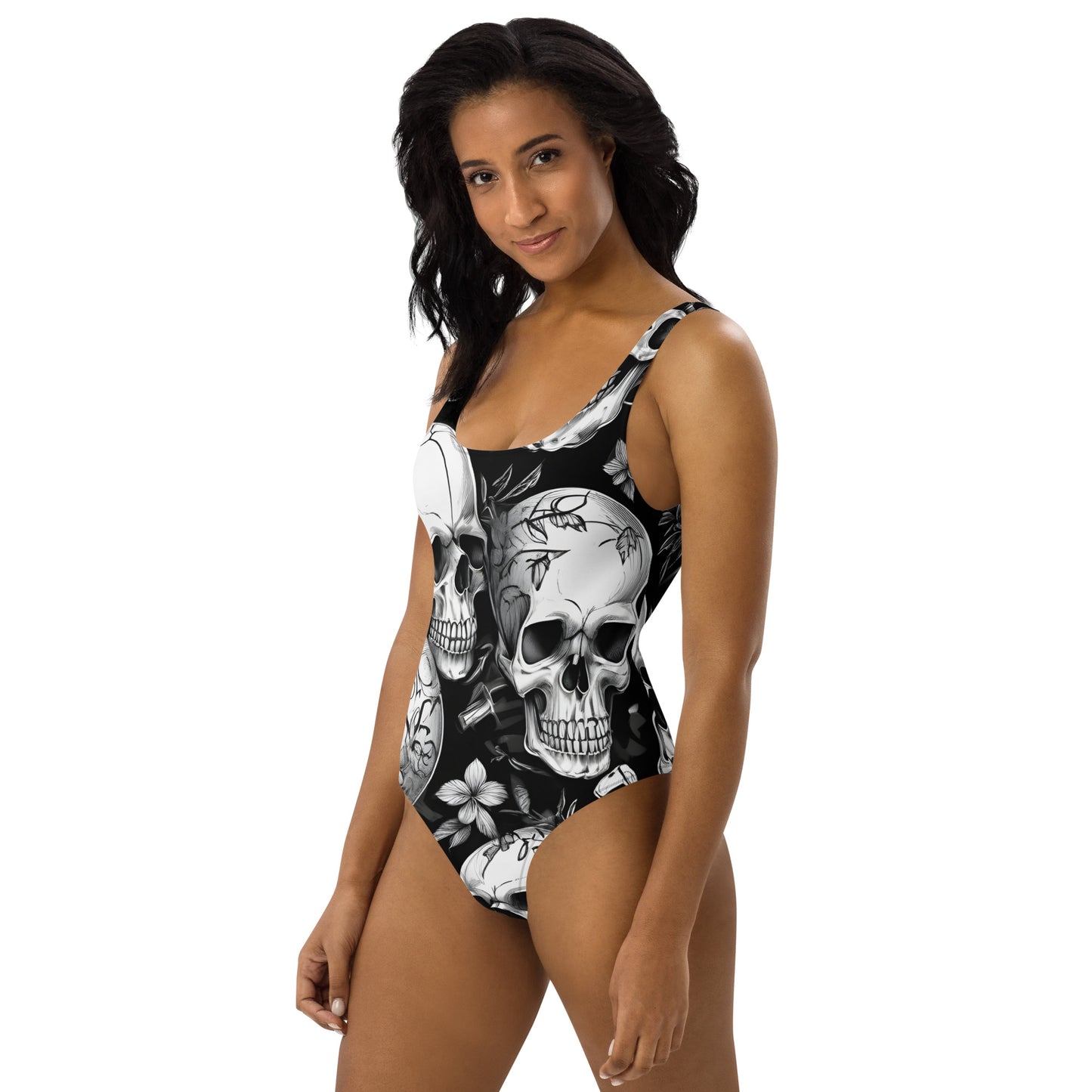 Skulls Dark 1PC Swimsuit