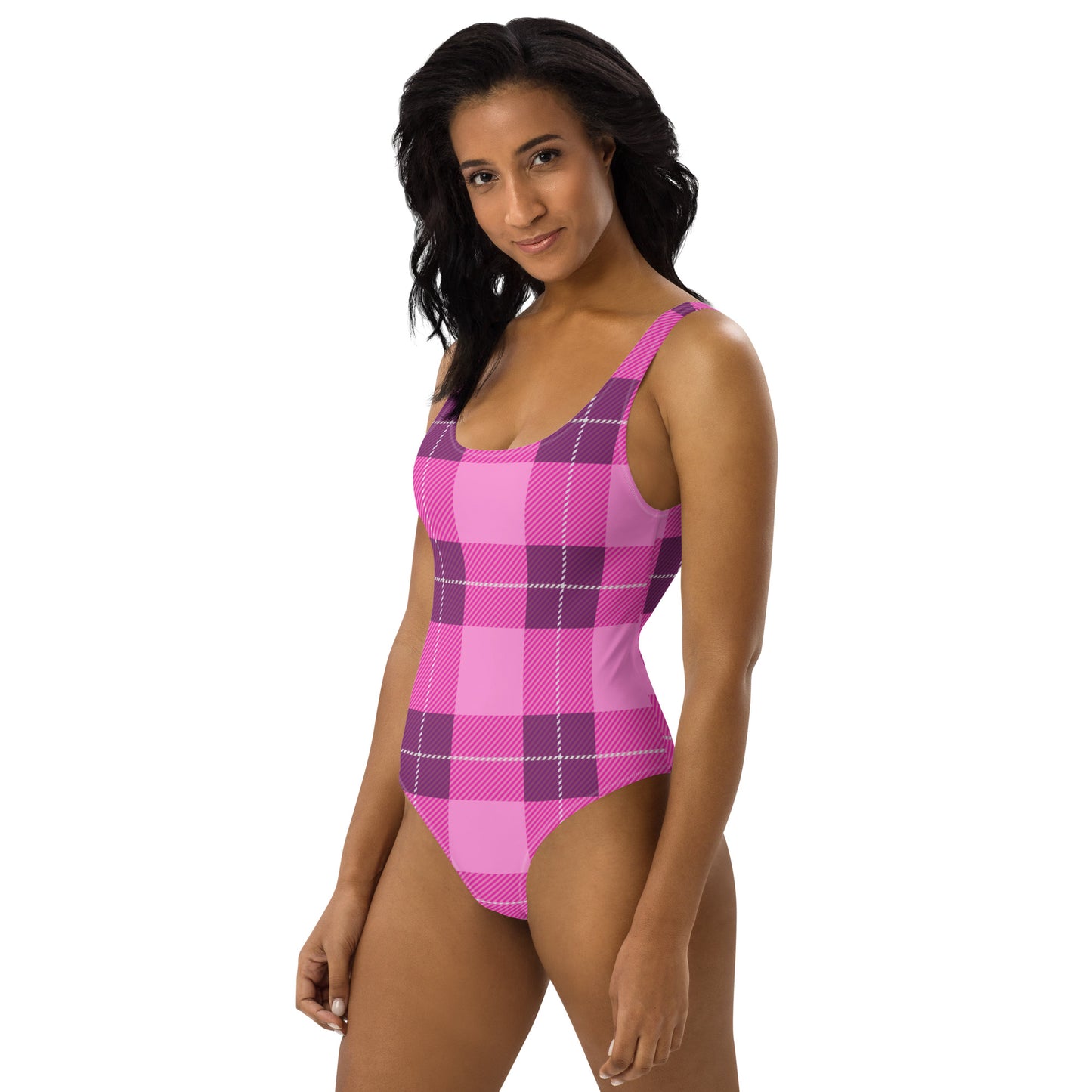 Pink Plaid 1PC Swimsuit