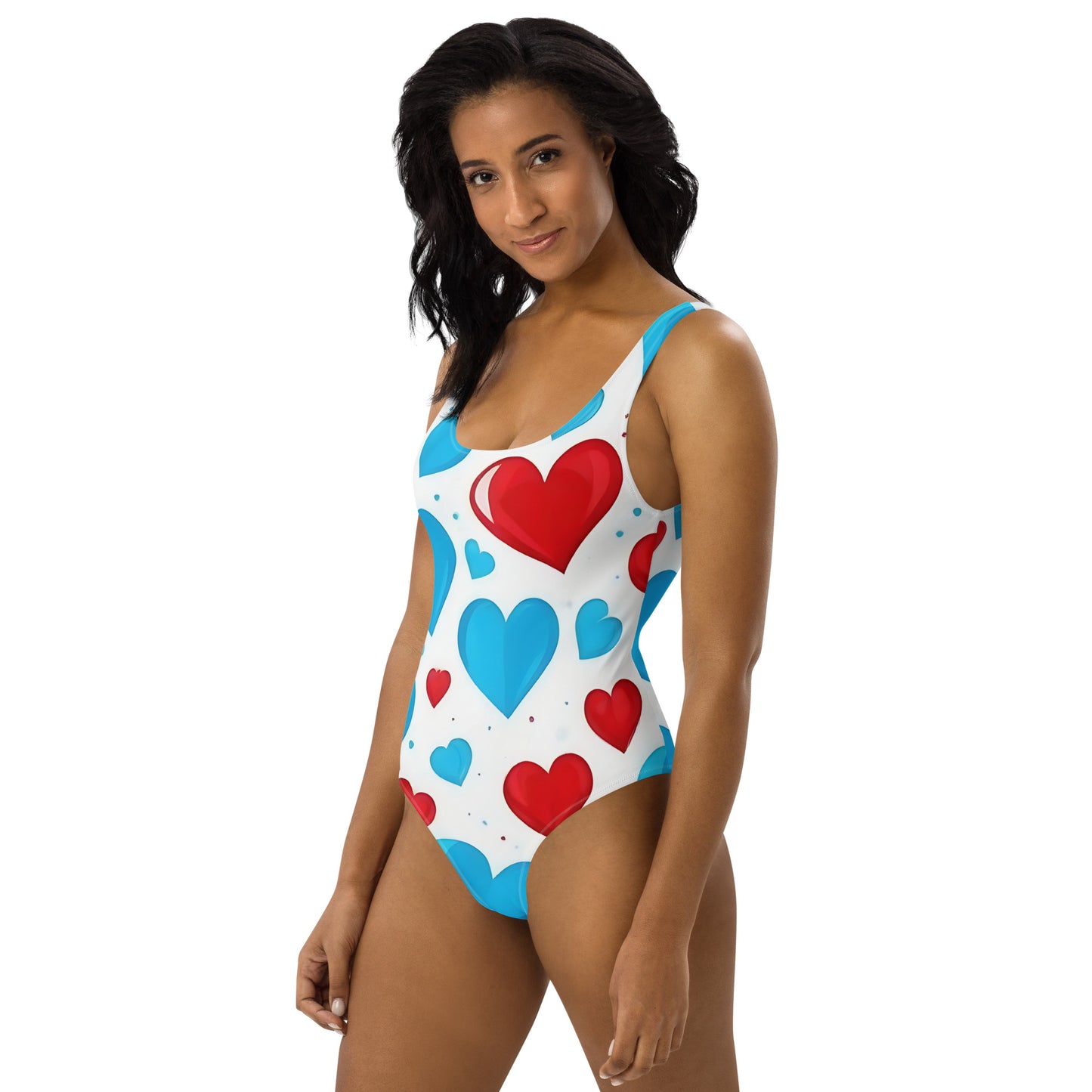 Red and Blue Hearts Cute 1PC Swimsuit