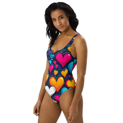 Colorful Hearts 1PC Swimsuit