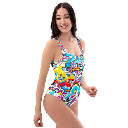 Colorful Graffiti Art 1PC Swimsuit