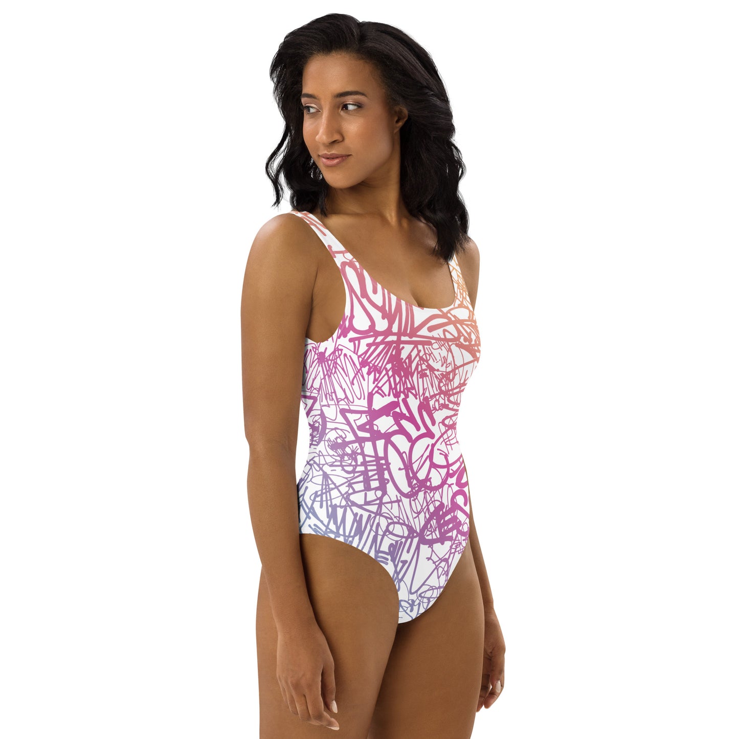 Positive Colorful Graffiti Art 1PC Swimsuit