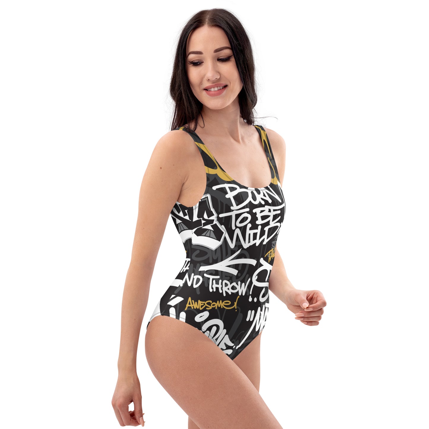 Captions Graffiti Art  1PC Swimsuit