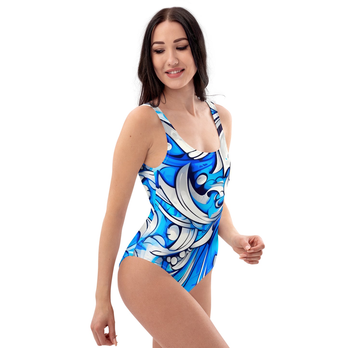 Blue Graffiti Art 1PC Swimsuit