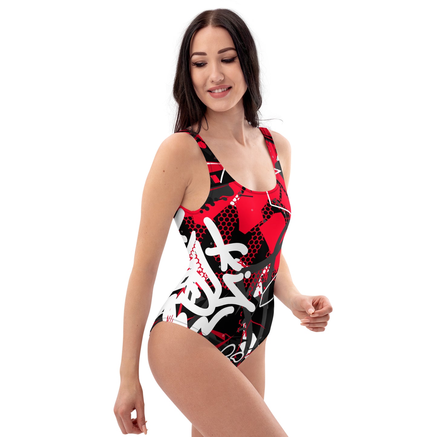 Black and Red Graffiti Art 1PC Swimsuit