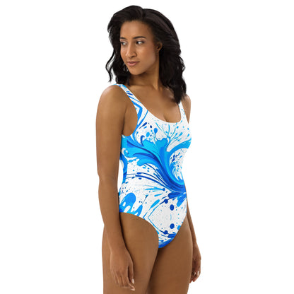 Frosty Blue Splash Art 1PC Swimsuit