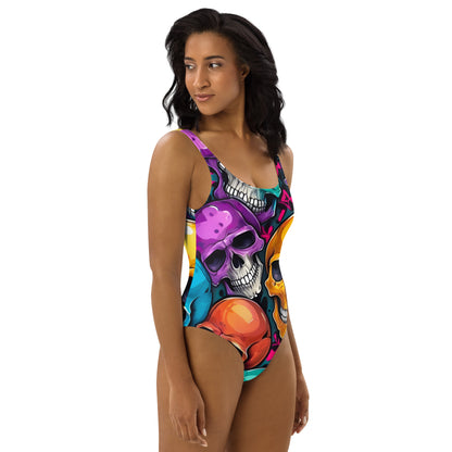 Colorful Skulls 1PC Swimsuit