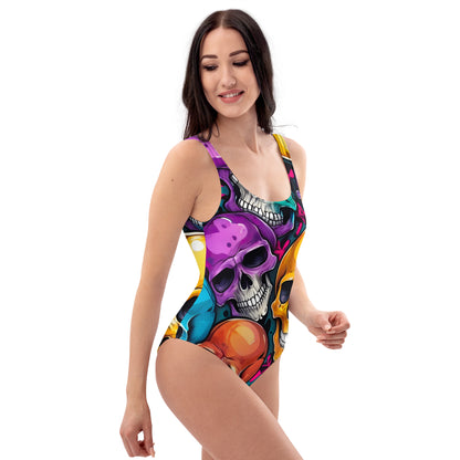 Colorful Skulls 1PC Swimsuit