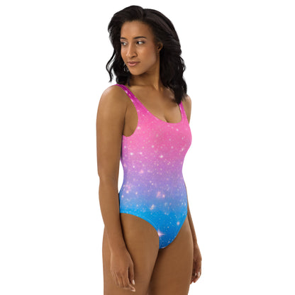 Stars on Pink and Blue 1PC Swimsuit