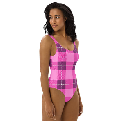 Pink Plaid 1PC Swimsuit