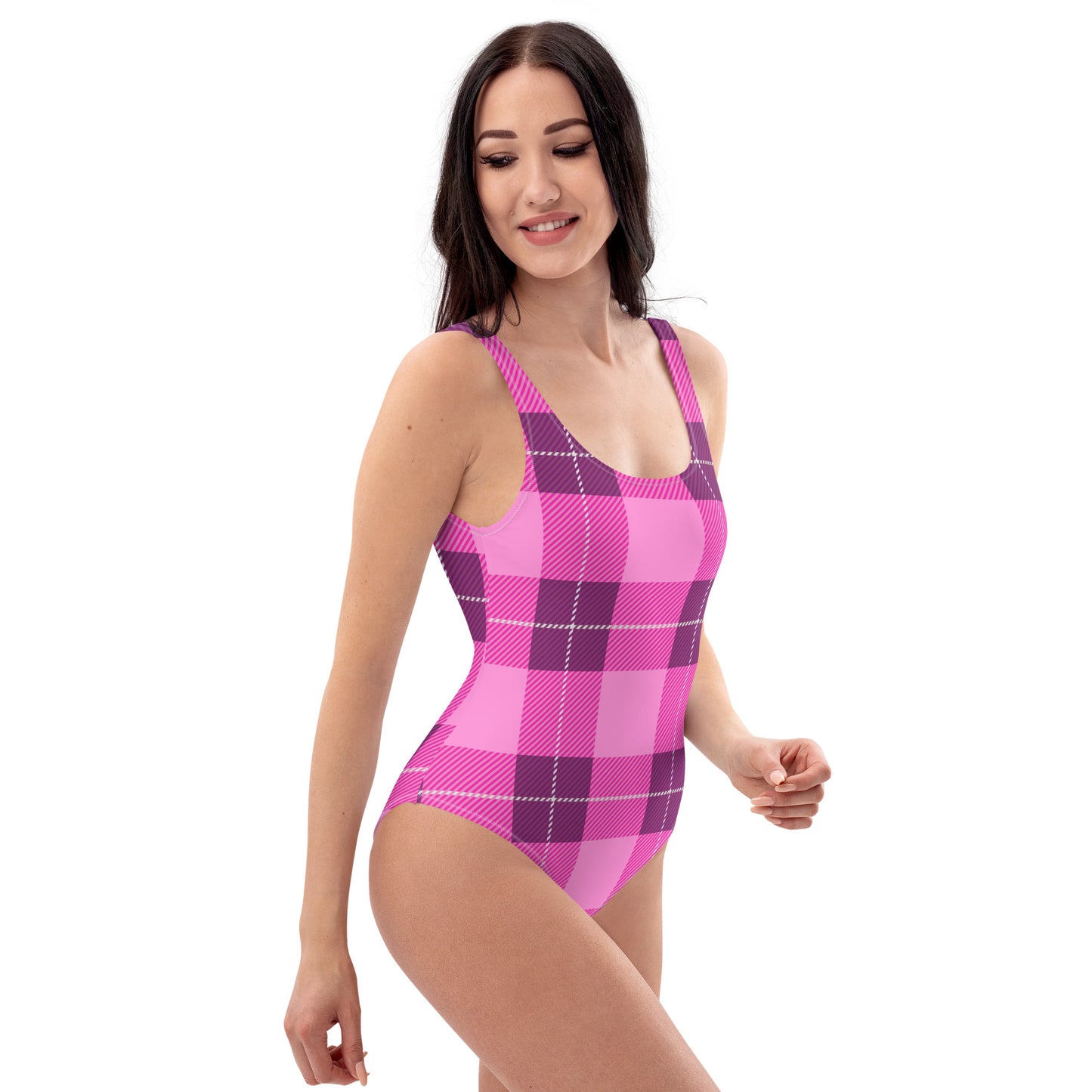 Pink Plaid 1PC Swimsuit