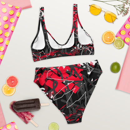 Black and Red Graffiti Art 2PC Swimsuit