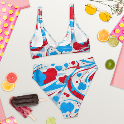 Cute Red and Blue Graffiti 2PC Swimsuit