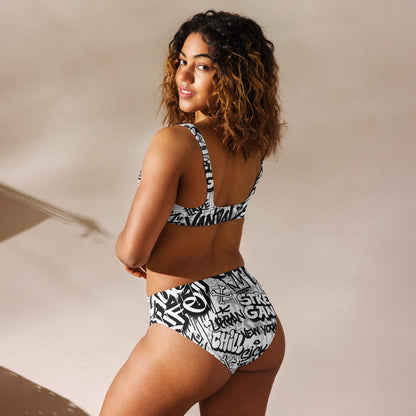 Black and White Graffiti Art 2PC Swimsuit