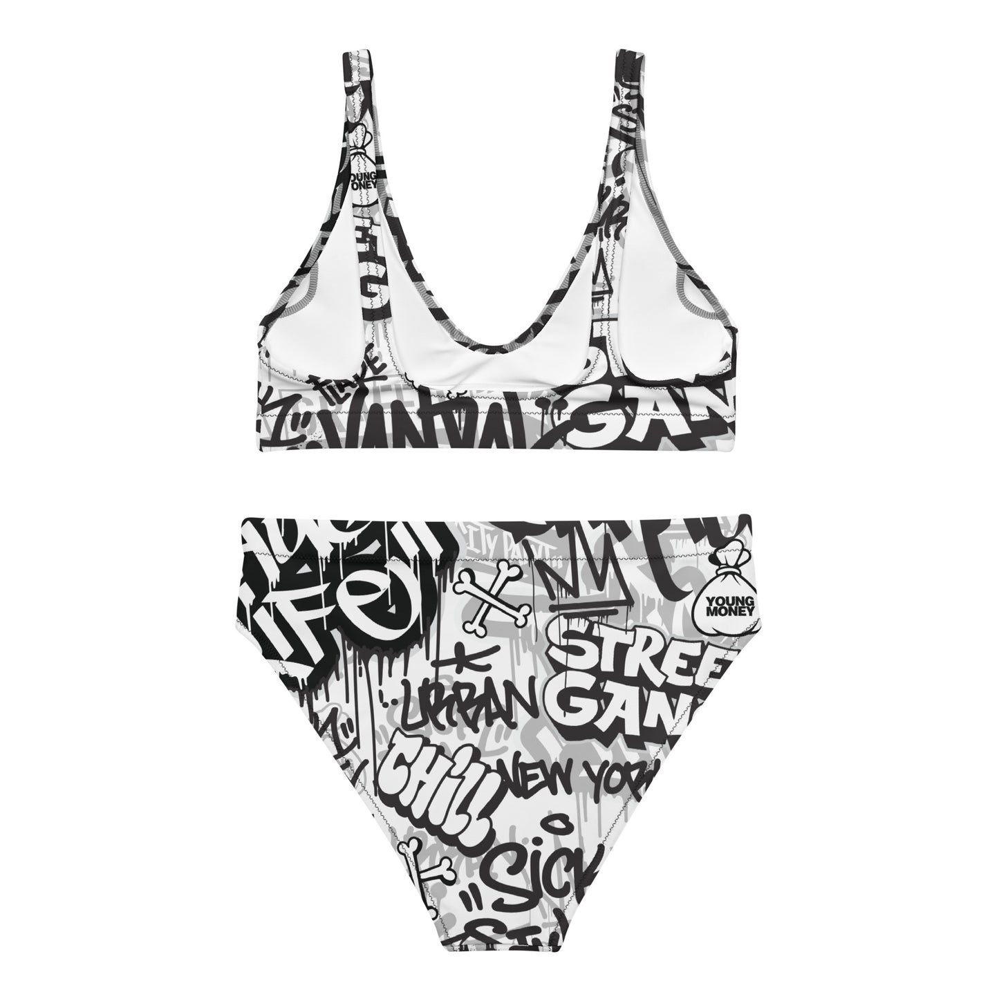 Black and White Graffiti Art 2PC Swimsuit