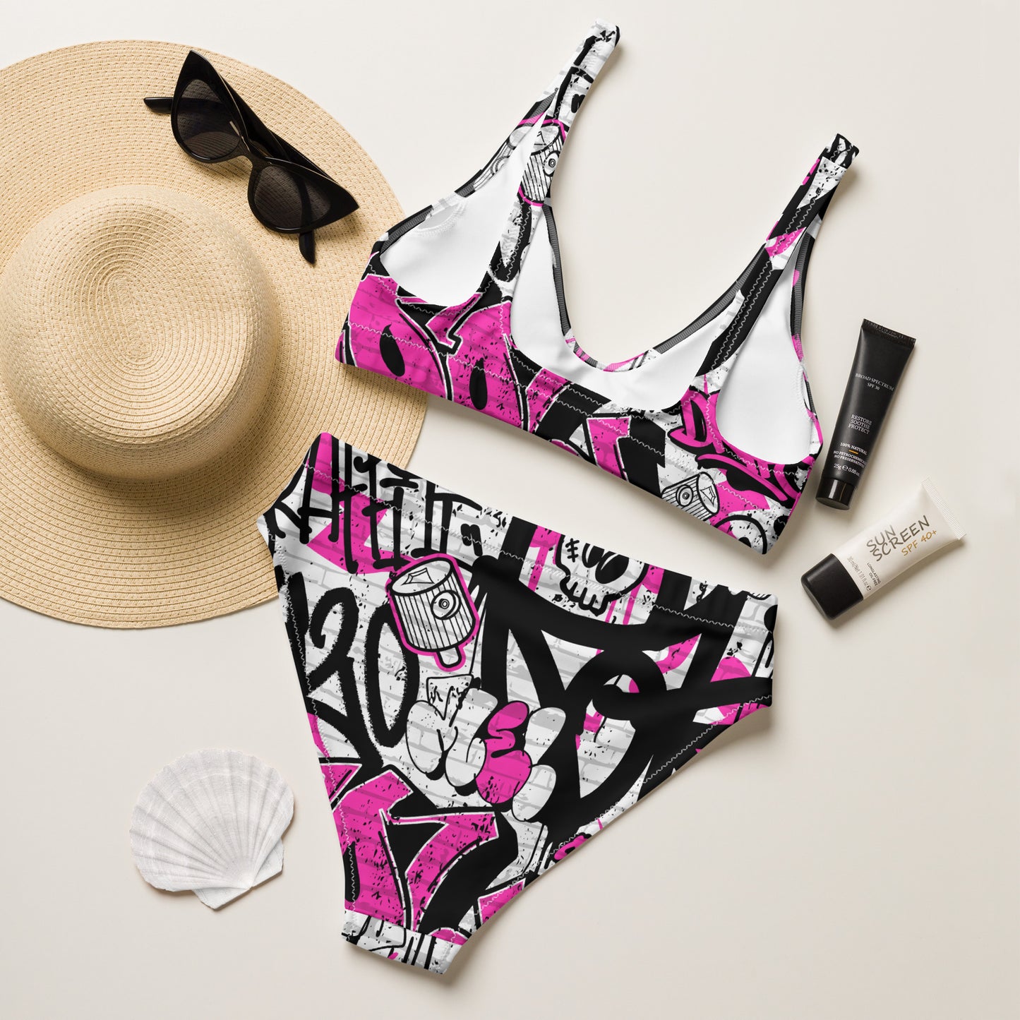 Pink Graffiti Art 2PC Swimsuit