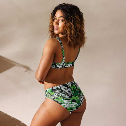 Green Graffiti Art 2PC Swimsuit