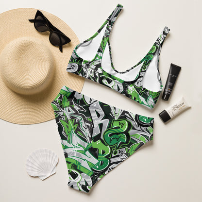 Green Graffiti Art 2PC Swimsuit