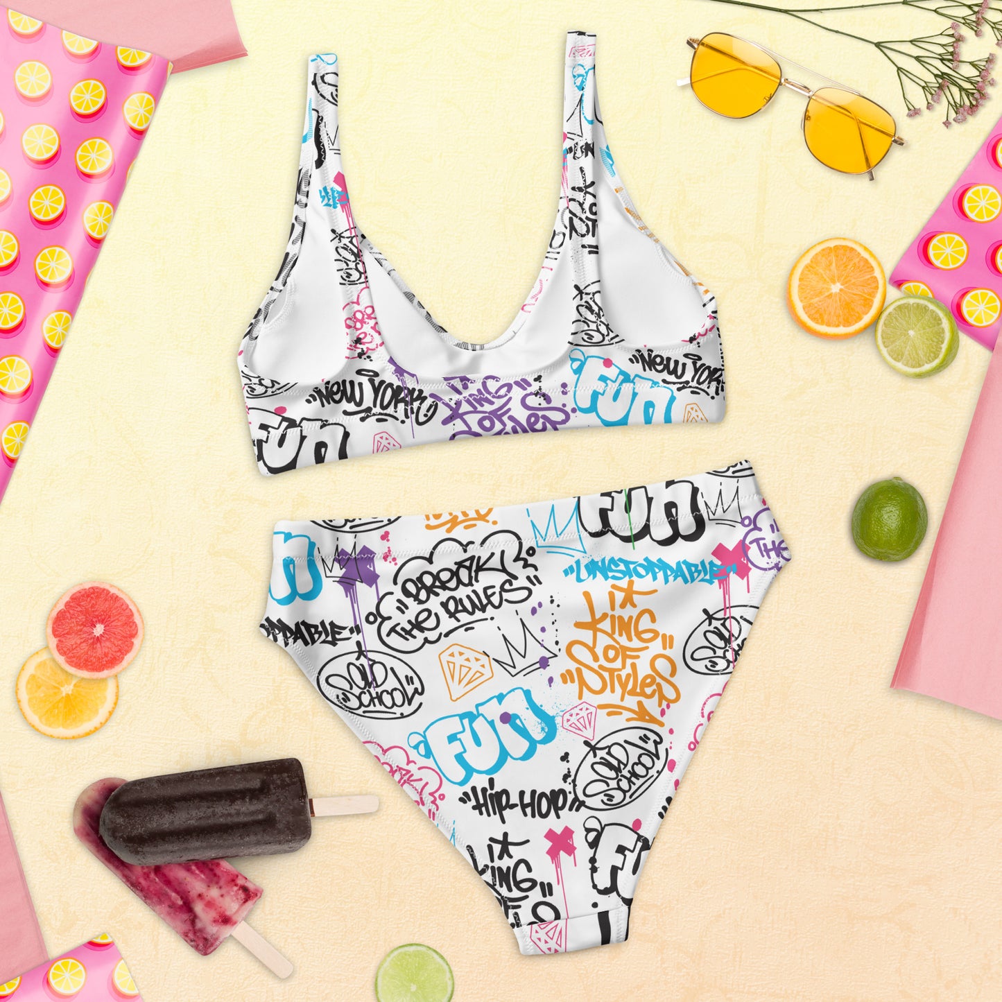 White Graffiti Art 2PC Swimsuit