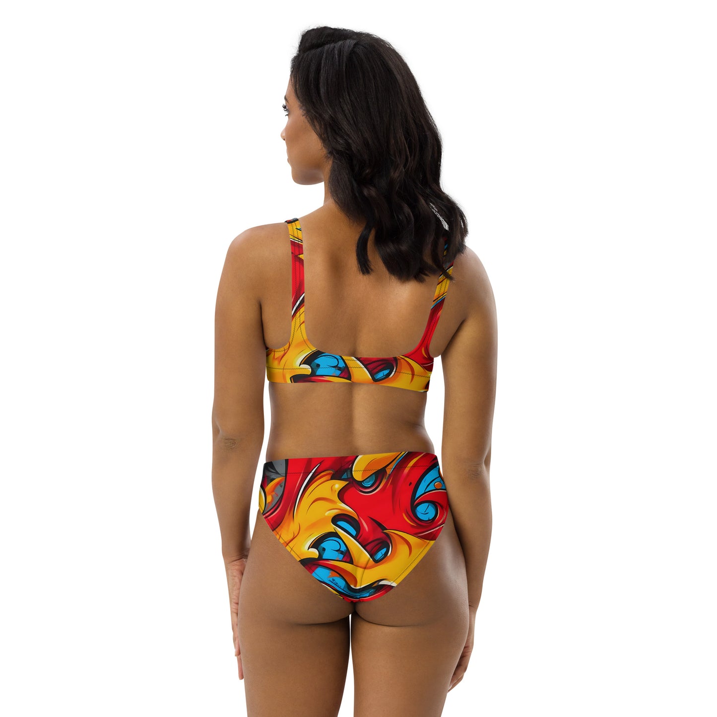 Red and Yellow Graffiti Art 2PC Swimsuit