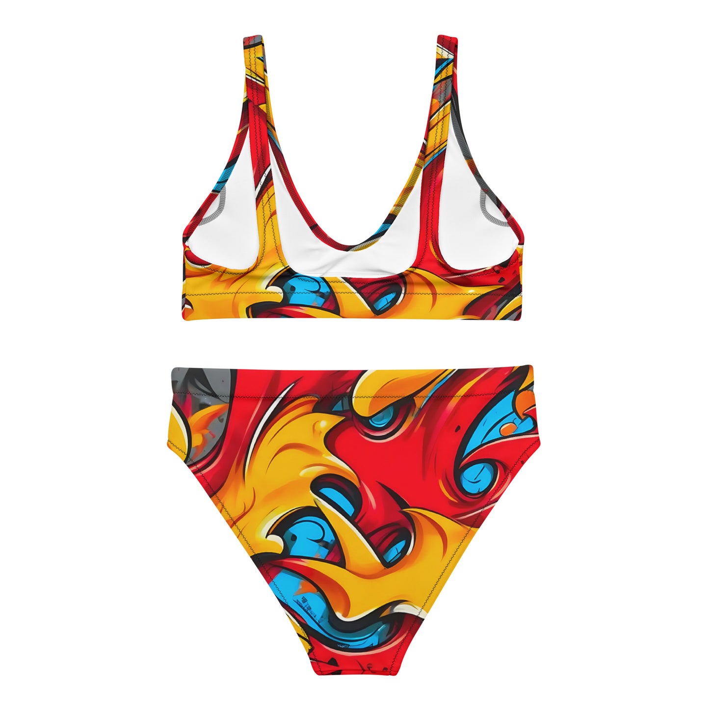 Red and Yellow Graffiti Art 2PC Swimsuit