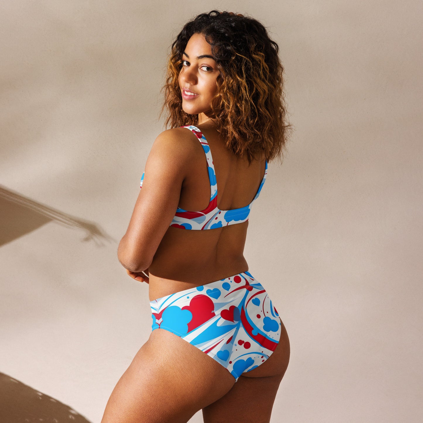 Cute Red and Blue Graffiti 2PC Swimsuit