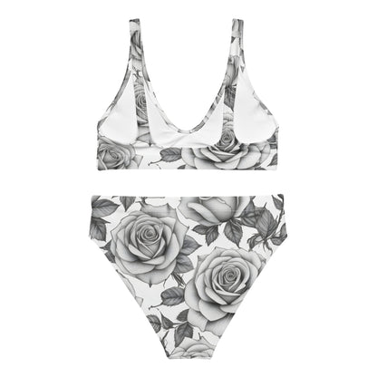 Black and White Roses Tattoo Style 2PC Swimsuit