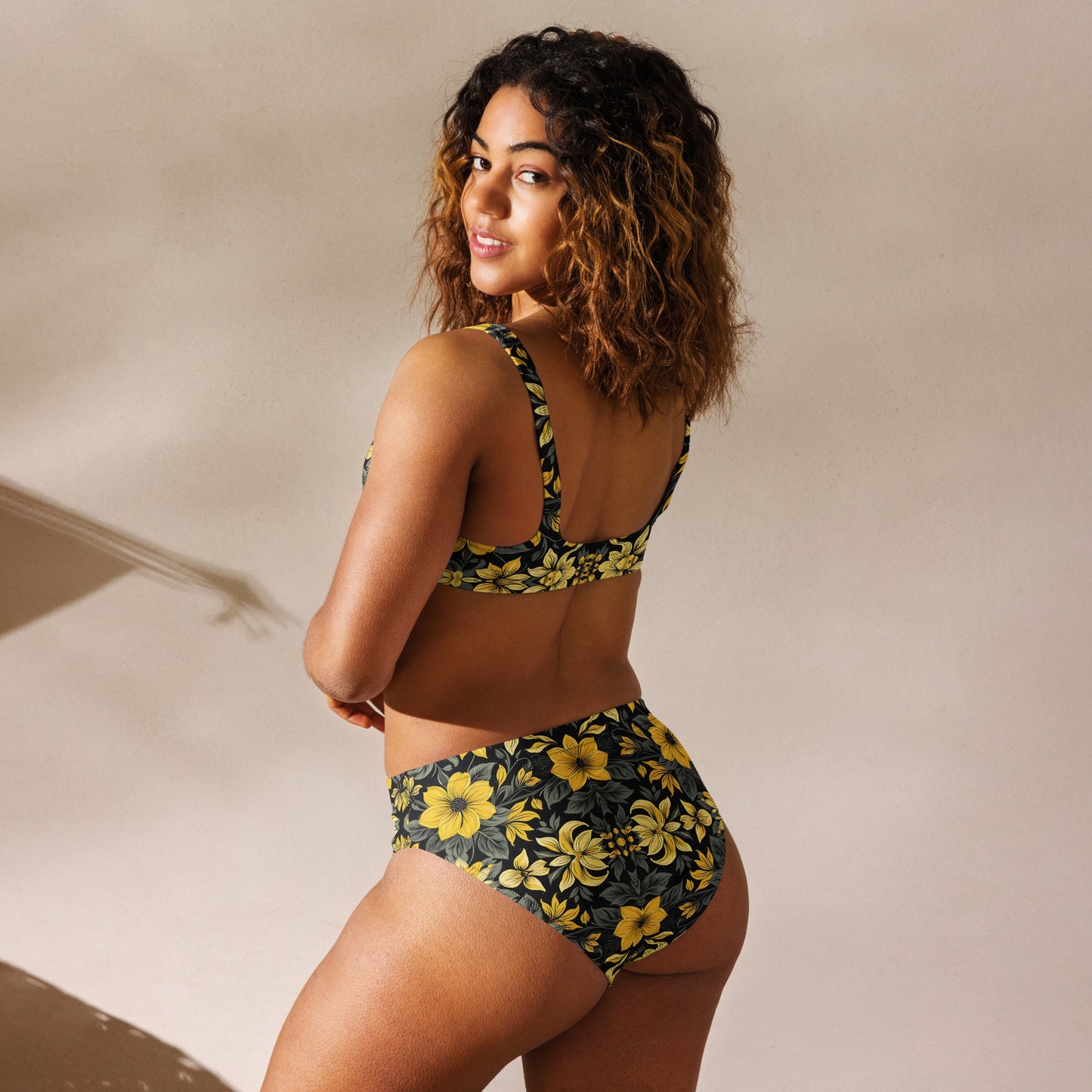 Black and Yellow Floral 2PC Swimsuit